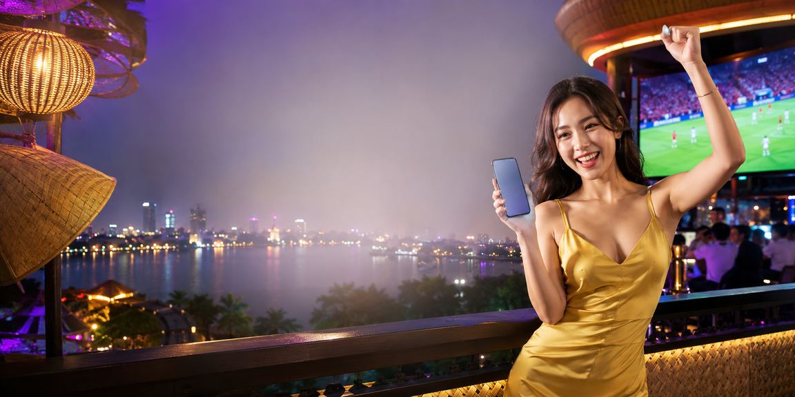 Người dùng Hà Nội đội nón lá thực hiện giao dịch tài chính và cược thể thao qua ứng dụng di động xsthu5hang